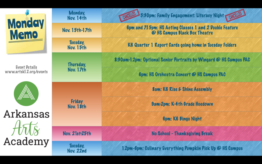 Nov. 14th Monday Memo