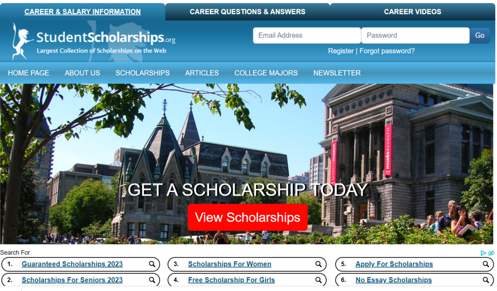 Student Scholarships website